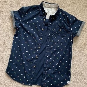 Free Planet Mens Short Sleeve Button Down - Small